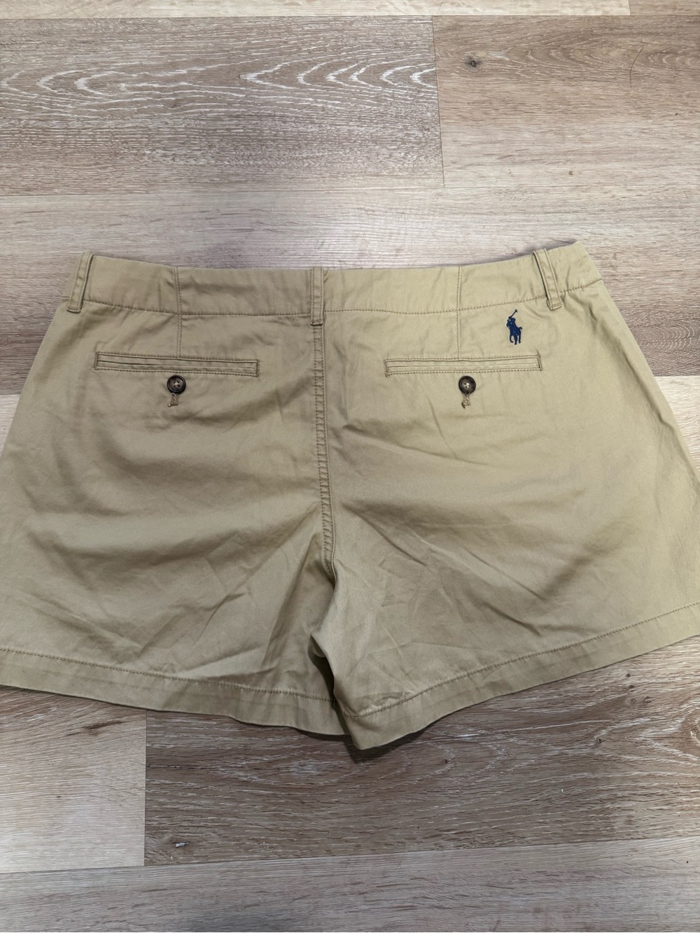 Ralph Lauren Women's Khaki Tan Bermuda Shorts with Navy Pony